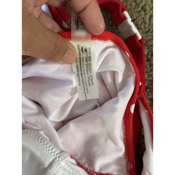 CUPSHE Red Polka Dot Belted One-Piece Swimsuit SMALL - Picture 2 of 8